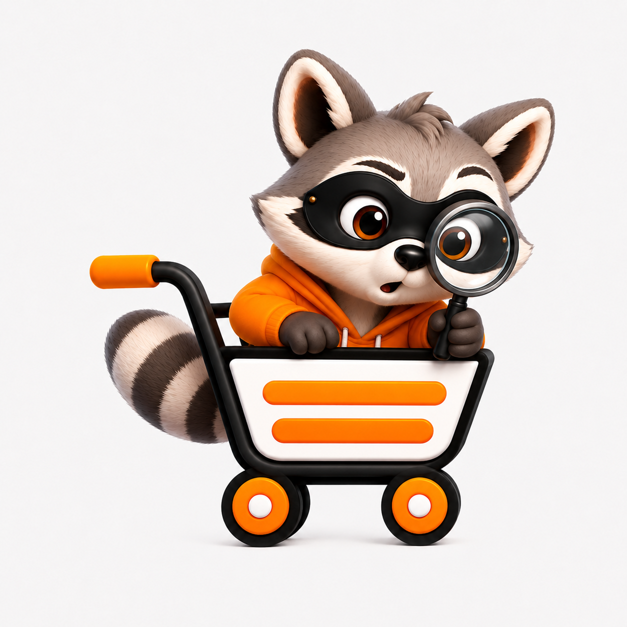 הקמע של ShopLifter בוחן נתונים בזכוכית מגדלת